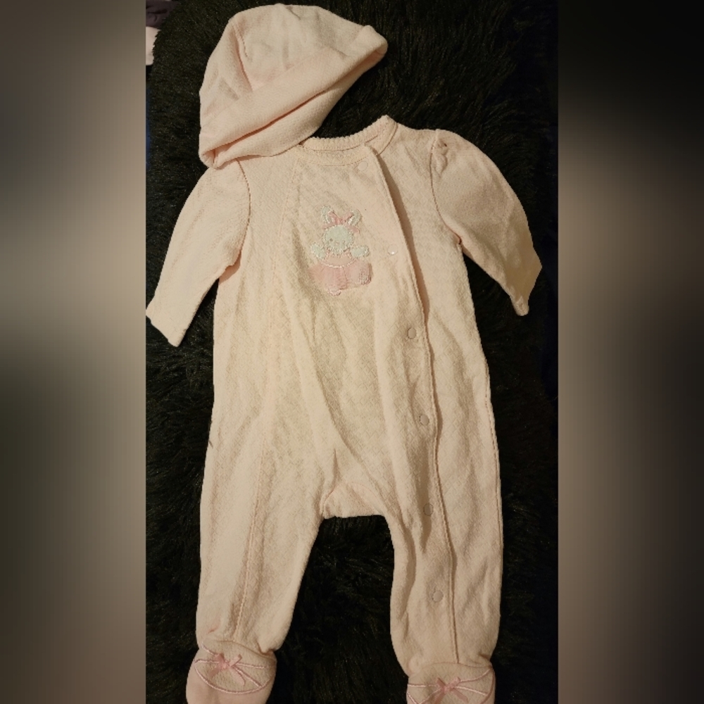 Little Me Ballarena Bunny One-piece Footie Pajama & Cap